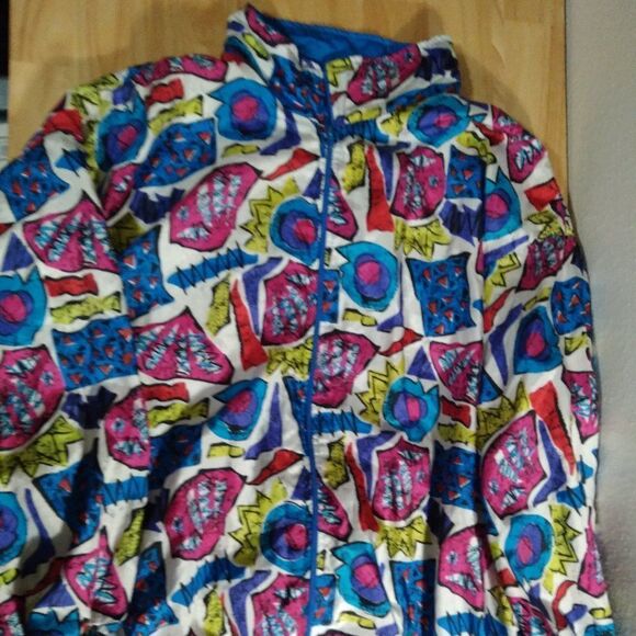 Vintage Lady Lavon Abstract Geometric Pattern Windbreaker - Picture 2 of 7